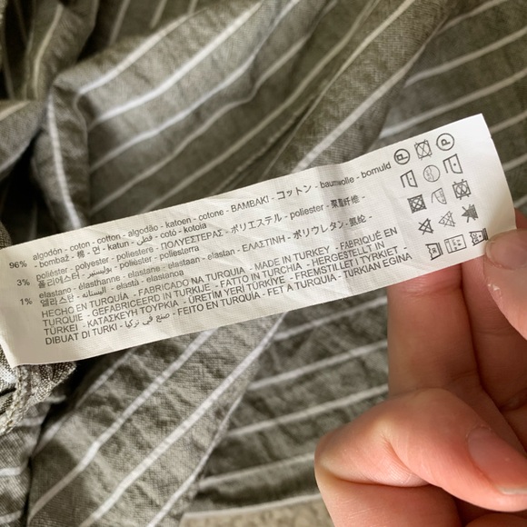 ZARA Stripe Linen Midi Ruched Dress Straw - Picture 9 of 9